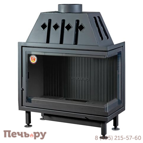 Каминная топка ЭкоКамин Альфа 1000B два стекла черный шамот фото 8