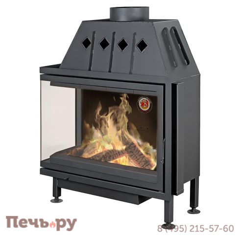 Каминная топка ЭкоКамин Альфа 1000B два стекла черный шамот фото