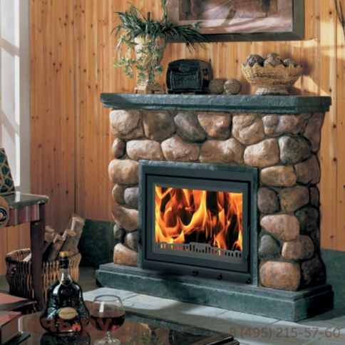 Каминная топка ЭкоКамин Альфа 700 (200мм) с черным шамотом фото 3