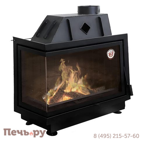 Каминная топка ЭкоКамин Альфа 800B L/R два стекла с черным шамотом фото