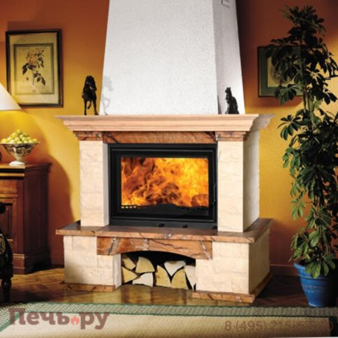 Каминная топка ЭкоКамин Альфа 800B с черным шамотом фото 3