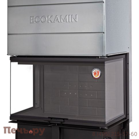 Каминная топка ЭкоКамин Дельта 1000 B три стекла черный шамот принтинг фото 6