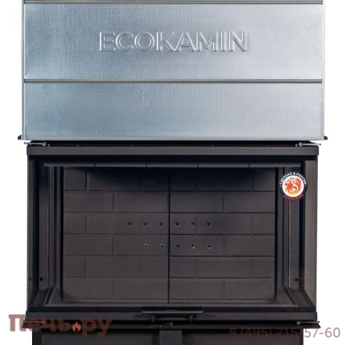Каминная топка ЭкоКамин Дельта 1000 B три стекла черный шамот принтинг фото 7