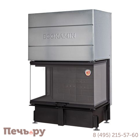 Каминная топка ЭкоКамин Дельта 1200 В три стекла черный шамот принтинг фото 3