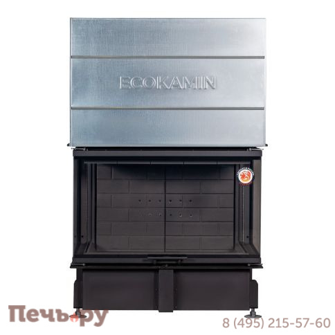Каминная топка ЭкоКамин Дельта 1200 В три стекла черный шамот принтинг фото 4