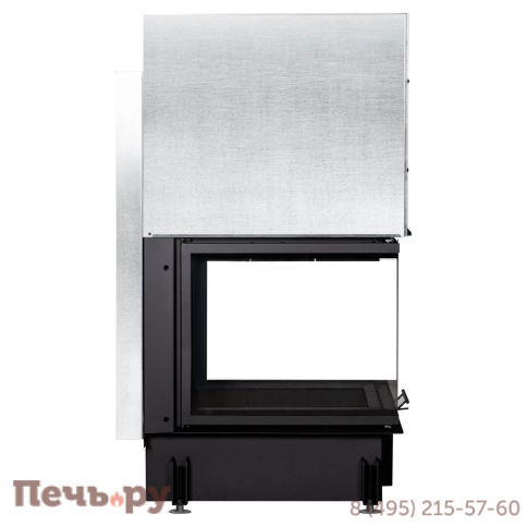 Каминная топка ЭкоКамин Дельта 700 PB три стекла подовое горение принтинг черный шамот фото 5