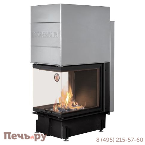 Каминная топка ЭкоКамин Дельта 700 PB три стекла подовое горение принтинг черный шамот фото