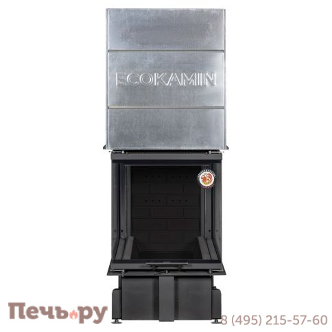 Каминная топка ЭкоКамин Дельта 900 PB три стекла подовое горение принтинг черный шамот фото 3