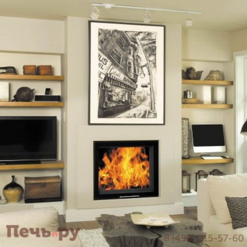 Каминная топка ЭкоКамин Вега 800 B принтинг черный шамот фото 3