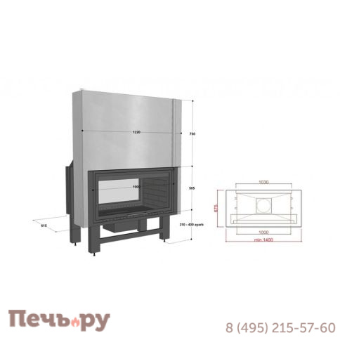 Каминная топка FireHursan H2HC 110 фото 3