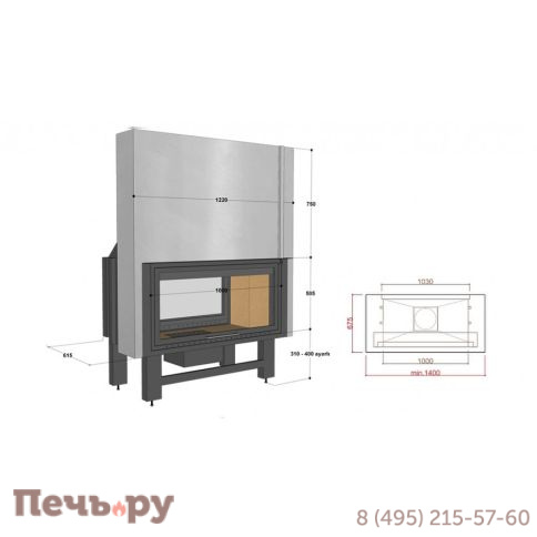 Каминная топка FireHursan H2HC 110 T фото 3