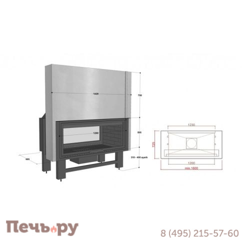Каминная топка FireHursan H2HC 130 фото 3