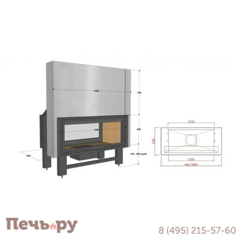 Каминная топка FireHursan H2HC 130 T фото 3