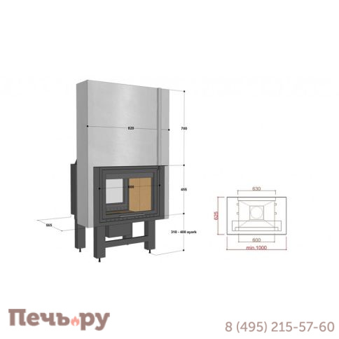 Каминная топка FireHursan H2HC 70 T фото 3