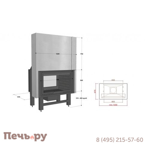 Каминная топка FireHursan H2HC 90 фото 3