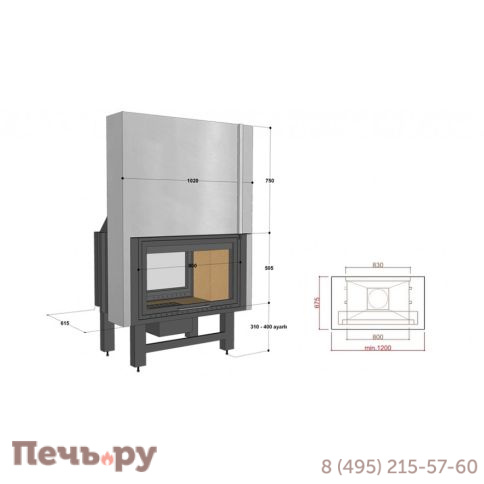 Каминная топка FireHursan H2HC 90 T фото 3