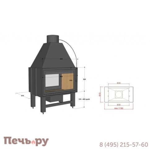 Каминная топка FireHursan H2HC 90 TY фото 3