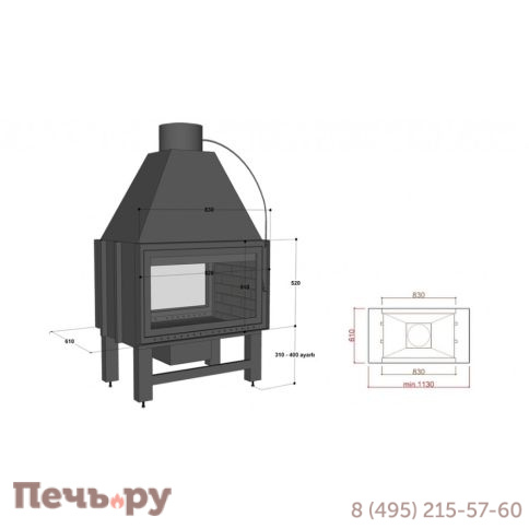 Каминная топка FireHursan H2HC 90 Y фото 3