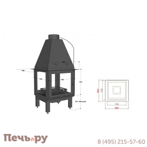 Каминная топка FireHursan H4HC 70 Y фото 3