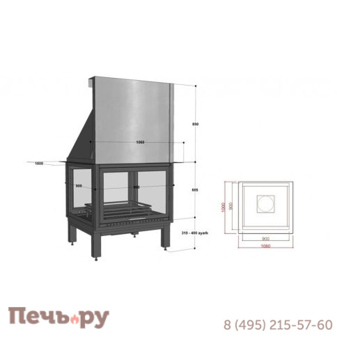 Каминная топка FireHursan H4HC 90 фото 3