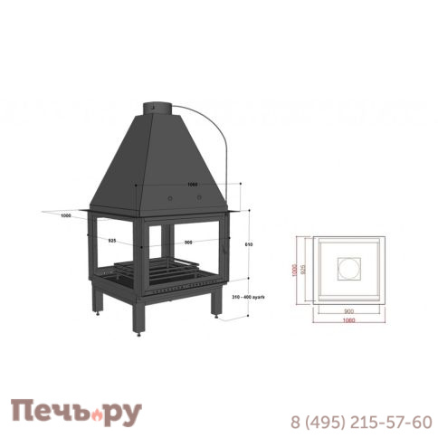 Каминная топка FireHursan H4HC 90 Y фото 3