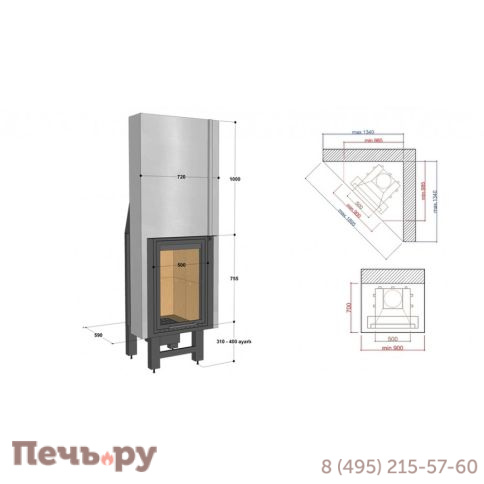 Каминная топка FireHursan HDHC 80 T фото 3