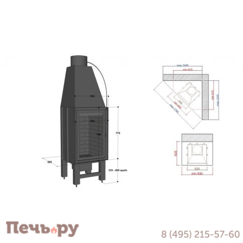 Каминная топка FireHursan HDHC 80 Y фото 3