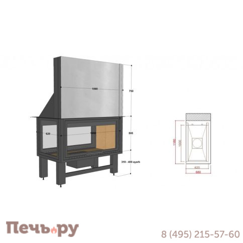 Каминная топка FireHursan HDKU 105 T фото 3