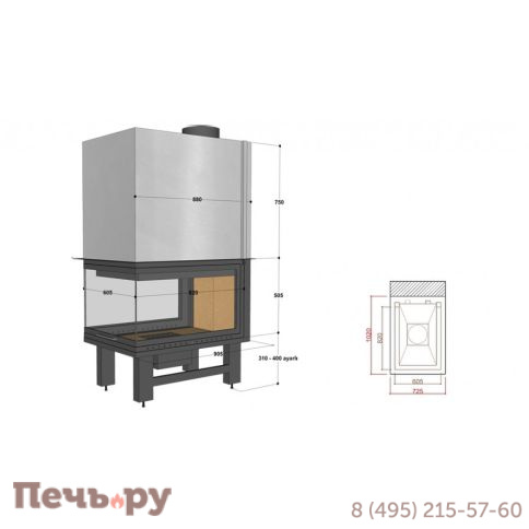 Каминная топка FireHursan HDKU 80 T фото 3