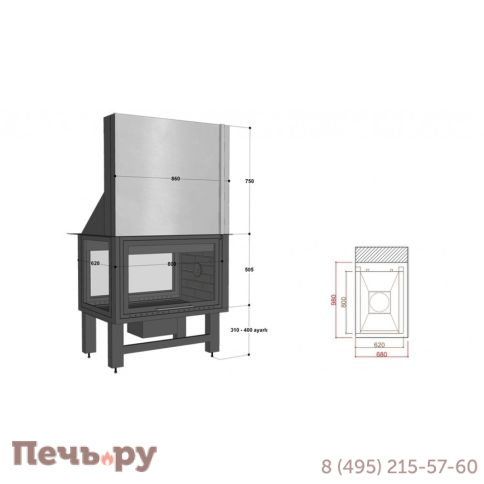 Каминная топка FireHursan HDKU 85 фото 3