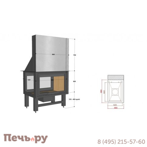 Каминная топка FireHursan HDKU 85 T фото 3