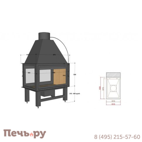 Каминная топка FireHursan HDKU 85 TY фото 3