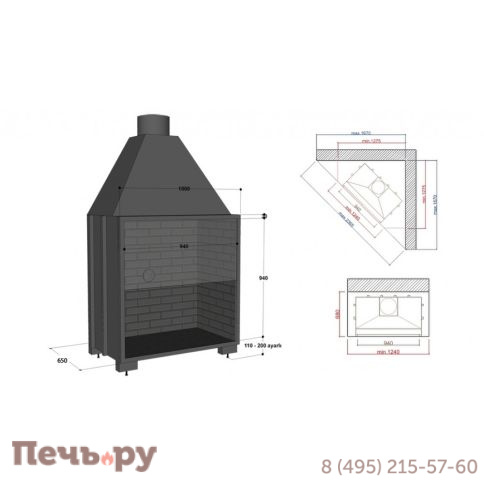 Каминная топка FireHursan HGYC 100 фото 3