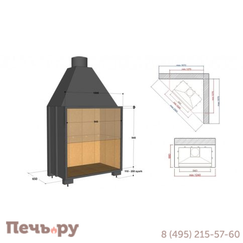Каминная топка FireHursan HGYC 100 T фото 3
