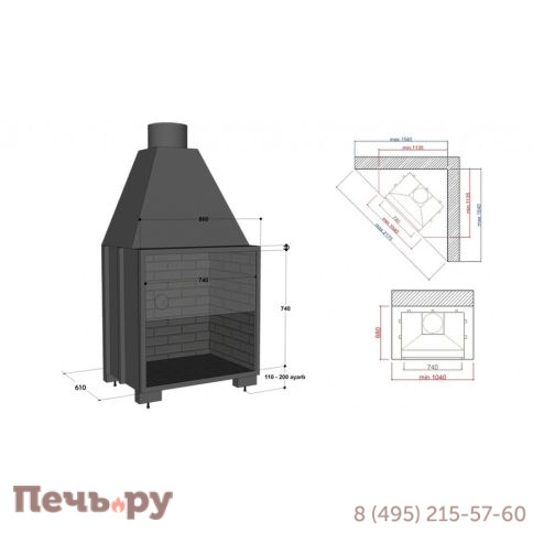 Каминная топка FireHursan HGYC 80 фото 3