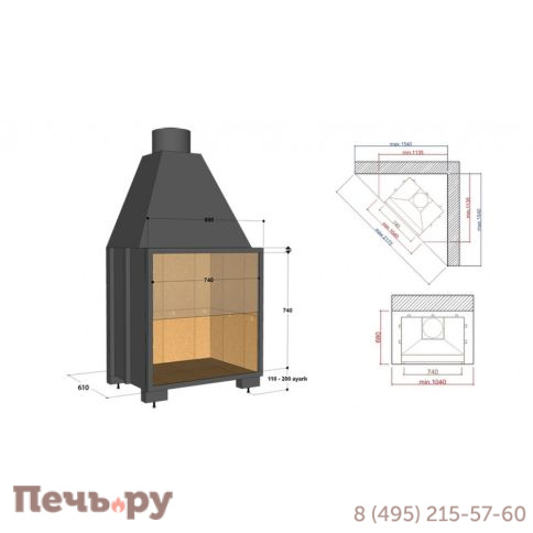Каминная топка FireHursan HGYC 80 T фото 3