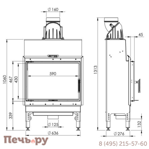 Каминная топка Hitze HST59x43S фото 6