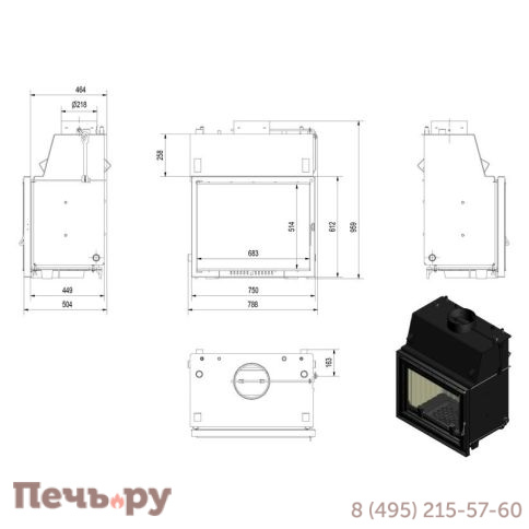 Каминная топка Kratki Amelia/PW/30/W/Deco, змеевик фото 5