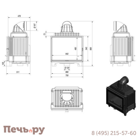 Каминная топка Kratki Franek/12 фото 9