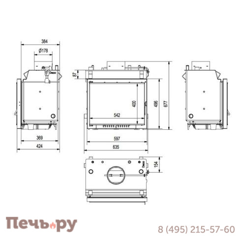 Каминная топка Kratki MAJA/PW/12/W/Deco с водяным контуром фото 5