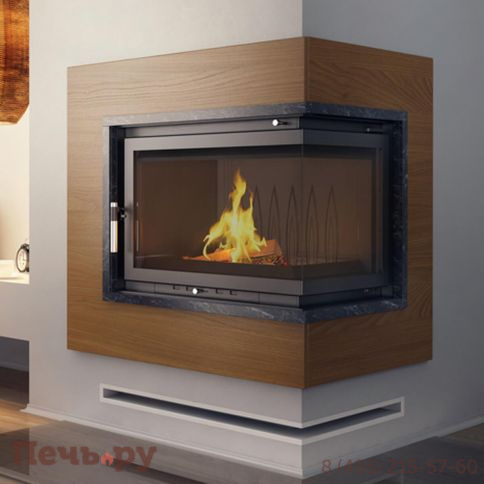 Каминная топка Kratki Maja/PW/BP/12/BS/W (угловое стекло справа, змеевик) фото 4