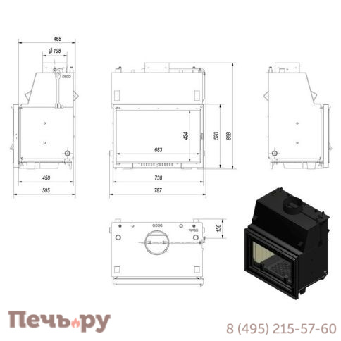 Каминная топка Kratki Oliwia/PW/17/W/Deco, змеевик фото 5