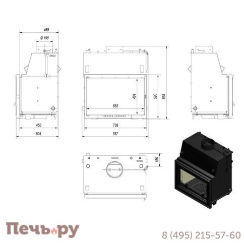 Каминная топка Kratki Oliwia/PW/22/W/Deco, змеевик фото 5