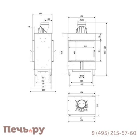 Каминная топка Kratki Pro Lucy 12/T, туннельная фото 9