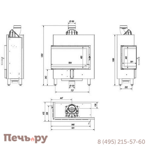 Каминная топка Kratki Pro Lucy/14/Slim/L/BS, Г-образное стекло слева фото 12