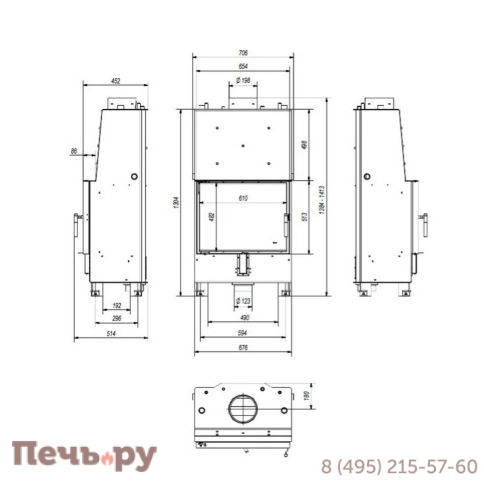 Каминная топка Kratki Pro Lucy/PW/12/W, змеевик, с водяным контуром фото 5