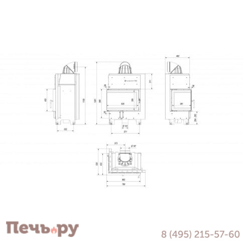 Каминная топка Kratki Pro MBM/L/BS/SG, Г-образное стекло фото 12