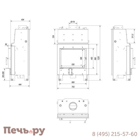 Каминная топка Kratki Pro MBM/PW/10/W фото 9