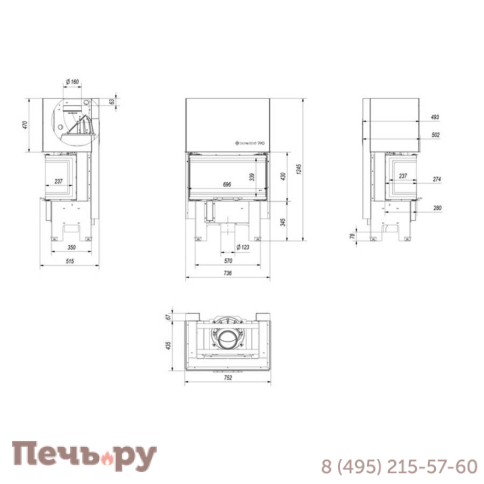 Каминная топка Kratki Pro NBC 7, гильотина фото 11