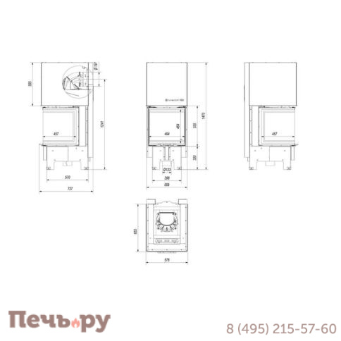 Каминная топка Kratki Pro NBC 8, гильотина фото 9